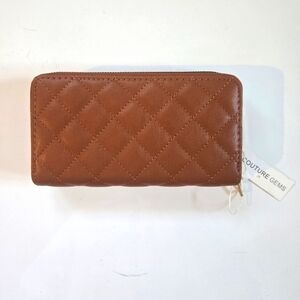 Couture Gems Brown Quilted Wallet